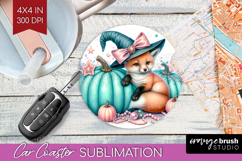 Fox Halloween Car Coaster Coquette Coaster PNG Sublimation Product Image 1