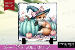 Fox Halloween Slate PNG Coquette Square Slate Sublimation Product Image 1