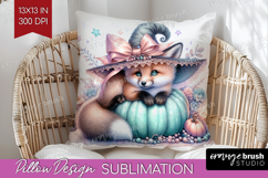 Fox Halloween Pillow Sublimation Coquette Pillow Cover PNG Product Image 1