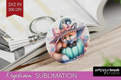 Fox Halloween Keychain PNG Coquette Keychain Sublimation Product Image 1