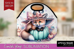 Fox Halloween Lunch Bag Coquette Lunch Bug PNG Sublimation Product Image 1
