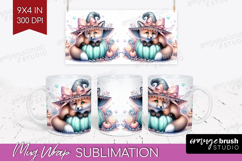 Fox Halloween Mug Wrap Coquette Mug PNG Sublimation Product Image 1