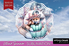 Fox Halloween Wind Spinner Sublimation PNG Coquette Round Product Image 1