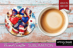 French Bulldog Dog Round Coaster 4th Of July Coaster PNG Product Image 1