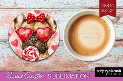 French Bulldog Valentine Round Coaster Valentines Day PNG Product Image 1