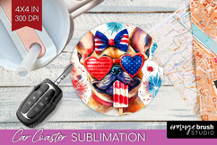 French Bulldog Dog Car Coaster 4th Of July Coaster PNG Product Image 1