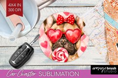 French Bulldog Valentine Car Coaster Valentines Day Coaster Product Image 1