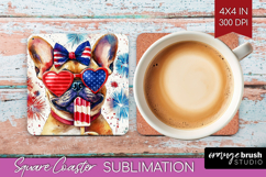 French Bulldog Dog Square Coaster 4th Of July Coaster PNG Product Image 1