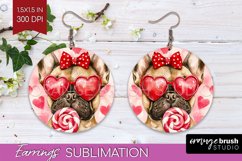 French Bulldog Valentine Round Earrings Valentines Day PNG Product Image 1
