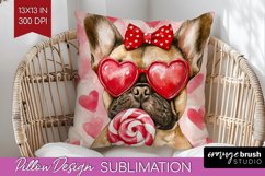French Bulldog Valentine Pillow Sublimation Valentines Day Product Image 1