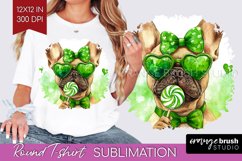 French Bulldog St. Patricks Day Dog Round Tshirt Background Product Image 1