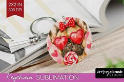 French Bulldog Valentine Keychain PNG Valentines Day Product Image 1