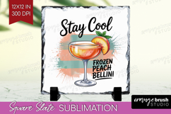 Frozen Peach Bellini Cocktail Slate PNG Summer Drink Square Product Image 1