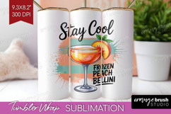 Frozen Peach Bellini Cocktail Tumbler Wrap Summer Drink PNG Product Image 1