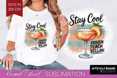 Frozen Peach Bellini Cocktail Round Tshirt Background Summer Product Image 1