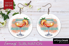 Frozen Peach Bellini Cocktail Round Earrings Summer Drink Product Image 1