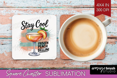 Frozen Peach Bellini Cocktail Square Coaster Summer Drink Product Image 1