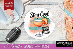 Frozen Peach Bellini Cocktail Car Coaster Summer Drink PNG Product Image 1