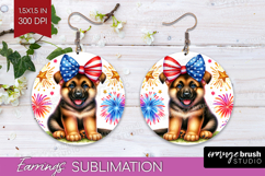 German Shepherd Dog Round Earrings Patriotic Dog PNG Product Image 1