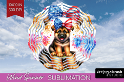 German Shepherd Dog Wind Spinner Sublimation PNG Patriotic Product Image 1