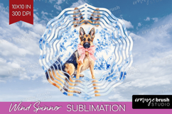 German Shepherd Dog Wind Spinner Sublimation PNG Blue Toile Product Image 1