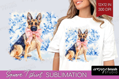 German Shepherd Dog Square Tshirt Background Blue Toile PNG Product Image 1