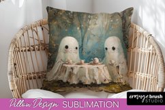 Halloween Pillow Cover - Cute Ghost Pillow Sublimation Product Image 1
