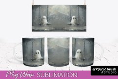 Ghost Mug Wrap - Vintage Halloween Mug Sublimation Design Product Image 1