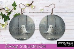 Halloween Earrings - Cute Ghost Round Earring Sublimation Product Image 1