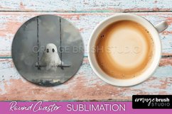 Ghost Coaster - Halloween Round Coaster Sublimation Design Product Image 1