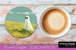 Ghost Coaster - Halloween Round Coaster Sublimation Design Product Image 1