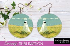 Halloween Earrings - Cute Ghost Round Earring Sublimation Product Image 1