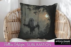 Halloween Pillow Cover - Cute Ghost Pillow Sublimation Product Image 1