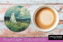 Ghost Coaster - Halloween Round Coaster Sublimation Design Product Image 1