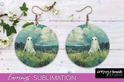 Halloween Earrings - Cute Ghost Round Earring Sublimation Product Image 1