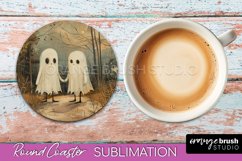 Ghost Coaster - Halloween Round Coaster Sublimation Design Product Image 1