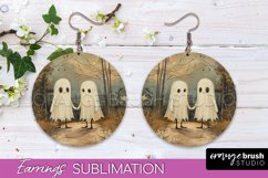 Halloween Earrings - Cute Ghost Round Earring Sublimation Product Image 1