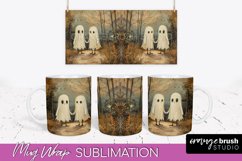 Ghost Mug Wrap - Vintage Halloween Mug Sublimation Design Product Image 1
