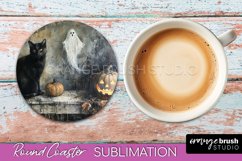 Ghost Coaster - Halloween Round Coaster Sublimation Design Product Image 1