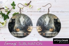 Halloween Earrings - Cute Ghost Round Earring Sublimation Product Image 1