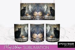 Ghost Mug Wrap - Vintage Halloween Mug Sublimation Design Product Image 1
