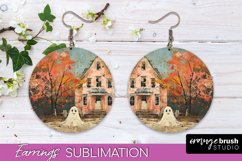 Halloween Earrings - Cute Ghost Round Earring Sublimation Product Image 1