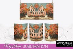 Ghost Mug Wrap - Vintage Halloween Mug Sublimation Design Product Image 1