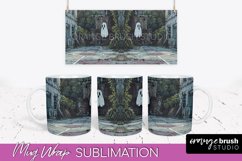 Ghost Mug Wrap - Vintage Halloween Mug Sublimation Design Product Image 1