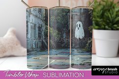 Ghost Tumbler Wrap - Vintage Halloween Tumbler Sublimation Product Image 1