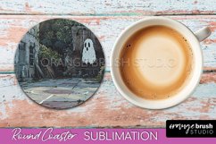 Ghost Coaster - Halloween Round Coaster Sublimation Design Product Image 1