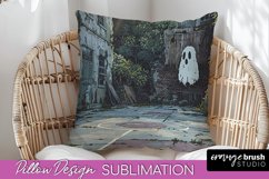 Halloween Pillow Cover - Cute Ghost Pillow Sublimation Product Image 1