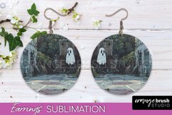 Halloween Earrings - Cute Ghost Round Earring Sublimation Product Image 1