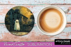 Ghost Coaster - Halloween Round Coaster Sublimation Design Product Image 1