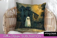 Halloween Pillow Cover - Cute Ghost Pillow Sublimation Product Image 1